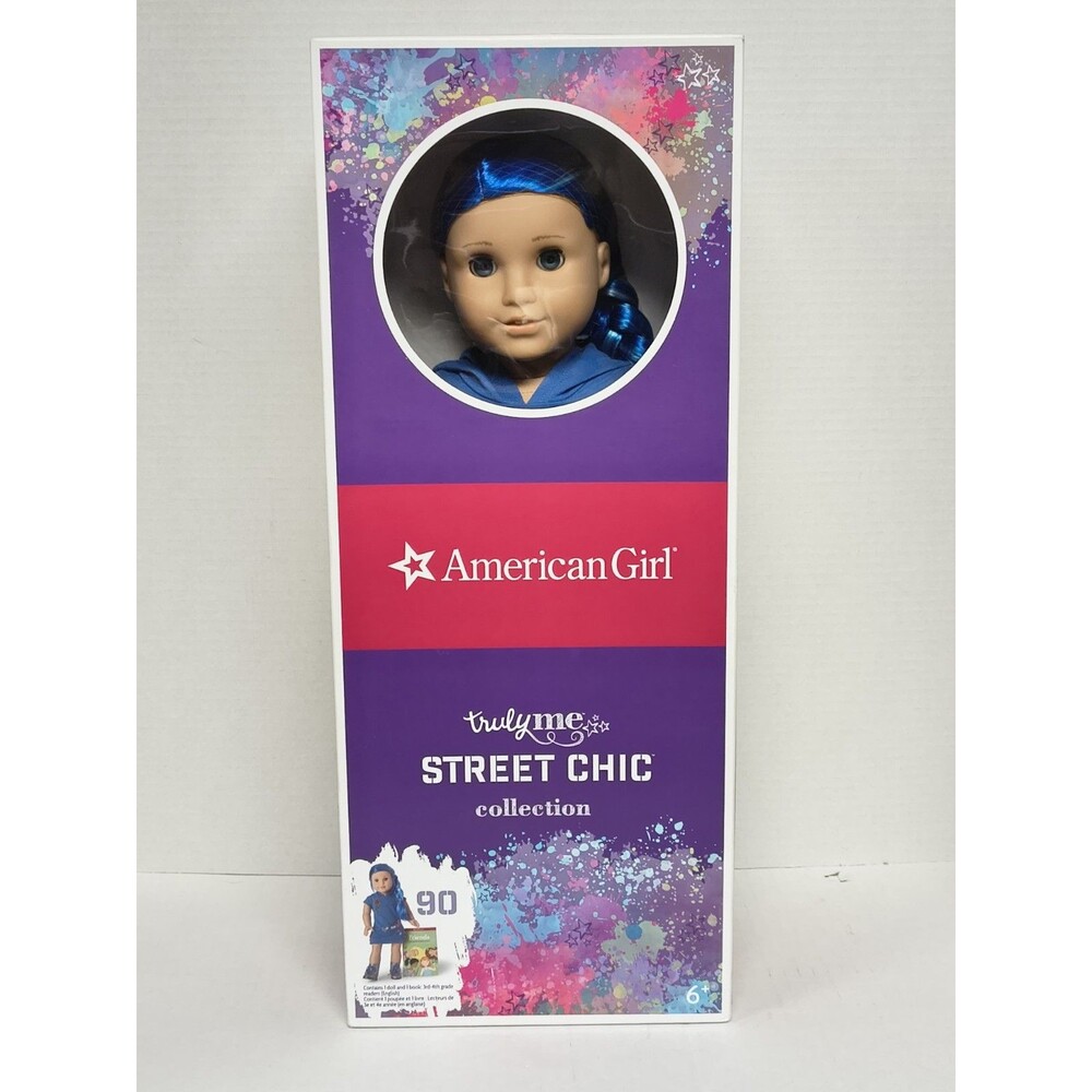 American Girl truly me #90 Street Chic Collection Blue Hair Doll and Book - Read